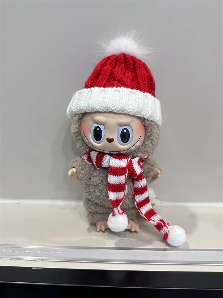Labubu 17cm Doll's Clothes The Monsters Outfit Accessories Clothing Cartoon Green Coffee Dress Shoes Christmas Hat Scarf EE19A