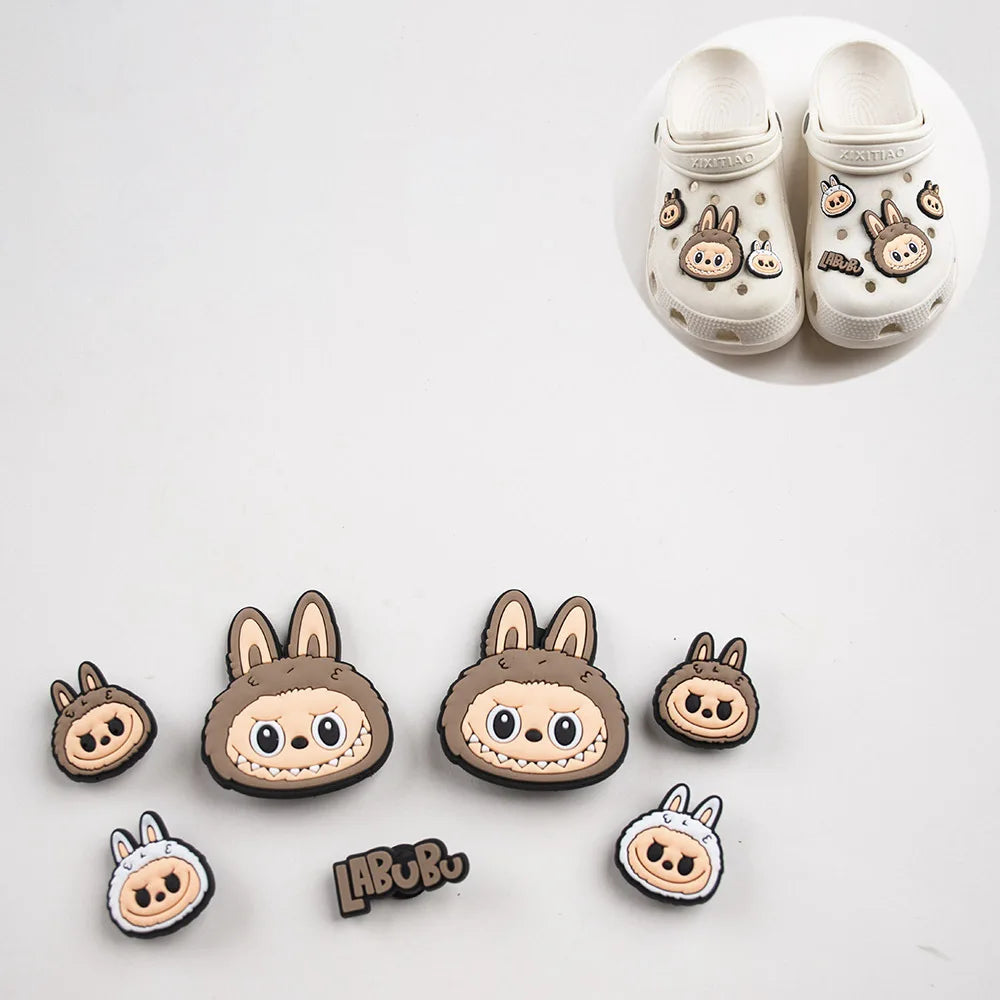 Labubu Croc Charms Slippers Decorative Accessories Shoes Flower Sandals Ornaments Cartoon Shoes Decor Casual Shoes Buckle Gifts