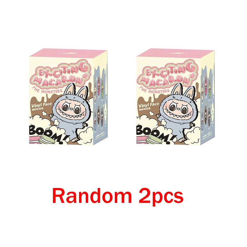 For Labubu Heartbeat Macaron Enamel The Monsters Face Blind Box Pvc Figurine Tabletop Ornament Kawaii Doll Kid Birthday Gift
