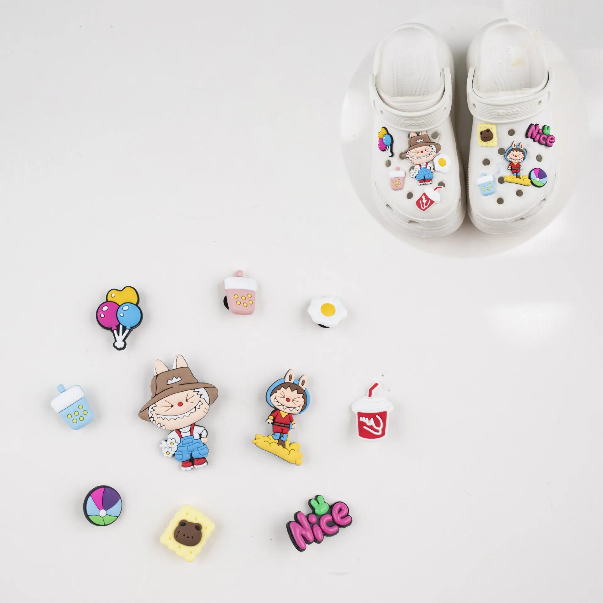 Labubu Croc Charms Slippers Decorative Accessories Shoes Flower Sandals Ornaments Cartoon Shoes Decor Casual Shoes Buckle Gifts