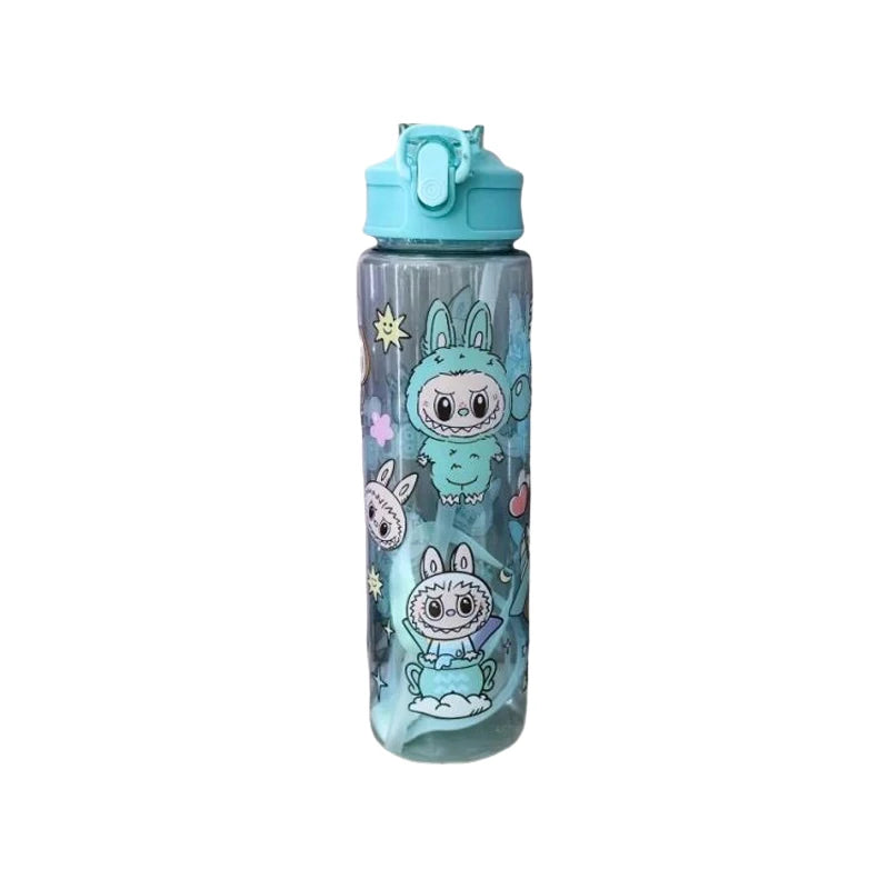 Cute Labubu Water Cup High-Capacity Anime Portable Children Plastic Straw Cup Cartoon Outdoor Sports Large Capacity Water Bottle