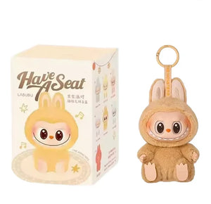 Anime Figure For Labubu Blind Box Have A Seat Series Pendant Kawaii Doll Model Toy Purple Monster Keychain Kids Birthday Gifts