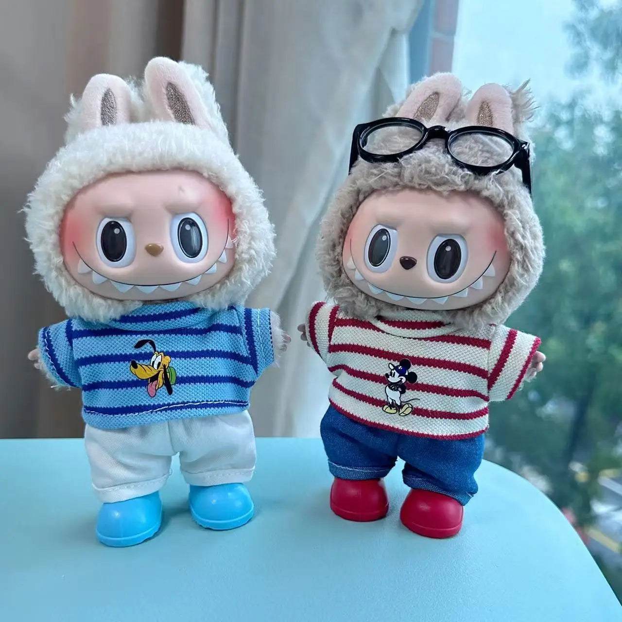 New Labubu 17cm Doll's Clothes Outfit Accessories For Cute The Monster Dolls Clothing Kids Gift Mickey Mouse And ‌Goofy Goof‌