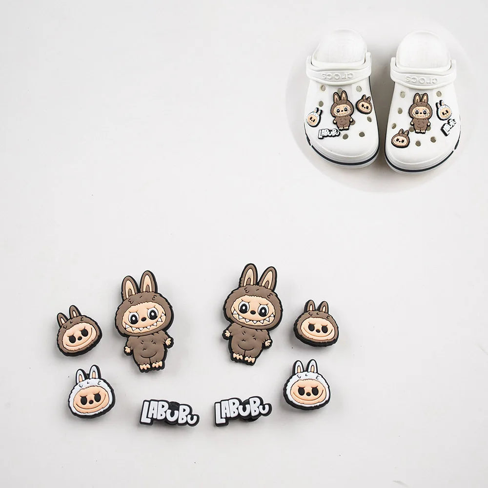 Labubu Croc Charms Slippers Decorative Accessories Shoes Flower Sandals Ornaments Cartoon Shoes Decor Casual Shoes Buckle Gifts
