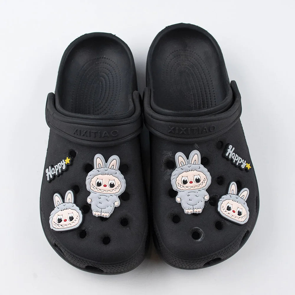 Labubu Croc Charms Slippers Decorative Accessories Shoes Flower Sandals Ornaments Cartoon Shoes Decor Casual Shoes Buckle Gifts