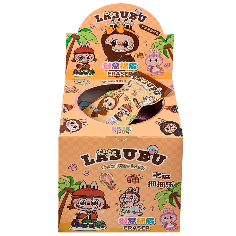 32Pcs/Set Blind Box Anime Sanrio CapyBara Labubu Stitch Figure Cartoon Eraser Model Doll Toy For Children's Gift