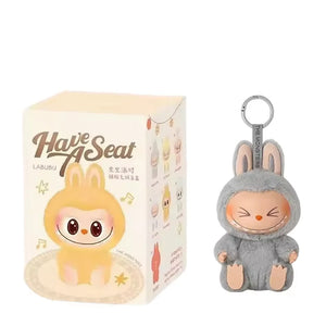 Anime Figure For Labubu Blind Box Have A Seat Series Pendant Kawaii Doll Model Toy Purple Monster Keychain Kids Birthday Gifts