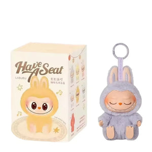 Anime Figure For Labubu Blind Box Have A Seat Series Pendant Kawaii Doll Model Toy Purple Monster Keychain Kids Birthday Gifts