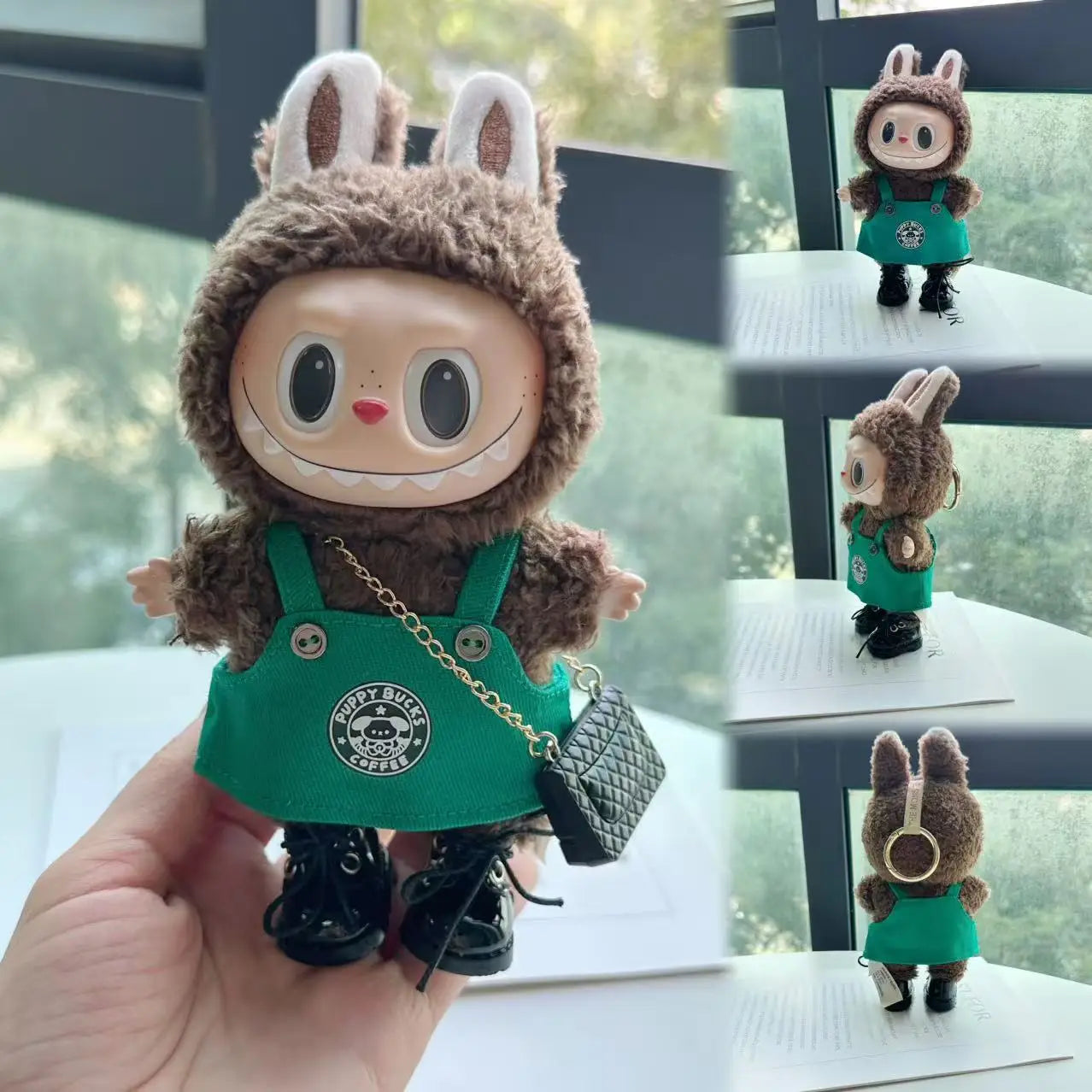 Labubu 17cm Doll's Clothes The Monsters Outfit Accessories Clothing Cartoon Green Coffee Dress Shoes Christmas Hat Scarf EE19A