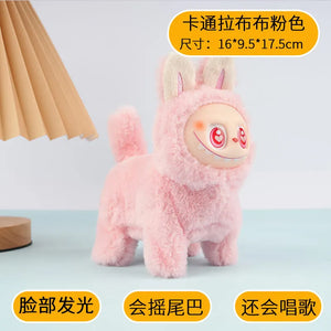 Kawaii Electric Labubu Plush Toys Cute Will Shine Run Doll Gift Kawaii Labubu Student Bag Pendant Cross-border Toys Wholesale