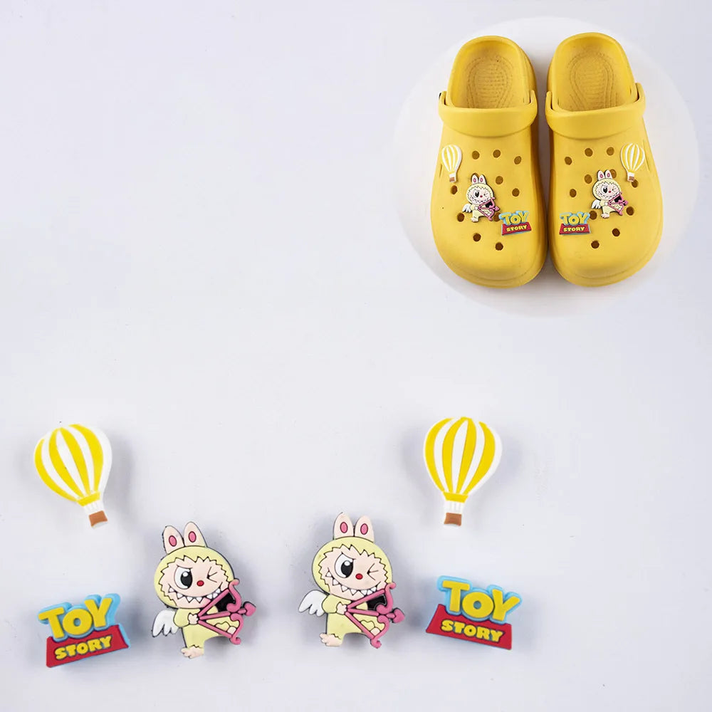 Labubu Croc Charms Slippers Decorative Accessories Shoes Flower Sandals Ornaments Cartoon Shoes Decor Casual Shoes Buckle Gifts