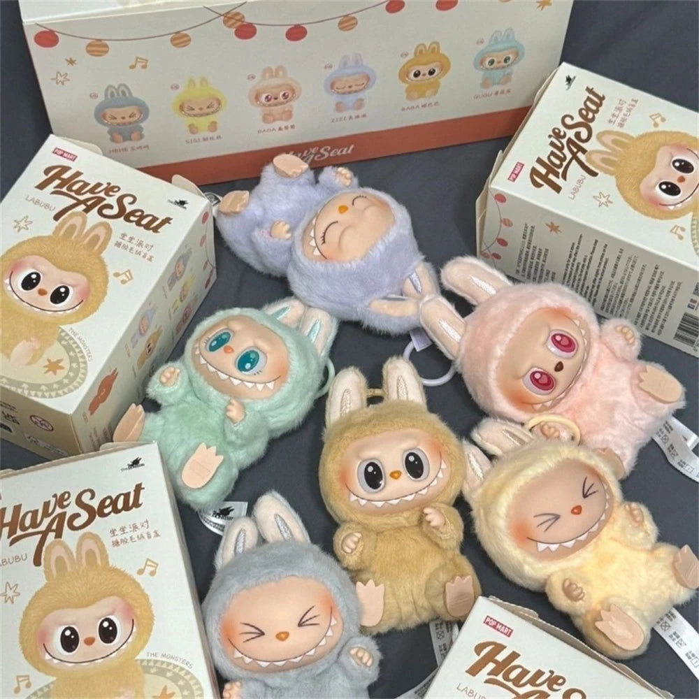 2025 In Stock Hot Anime Figure Labubu Have A Seat Series PVC Pendant Doll Model Monster Replica Keychain Kid Toys Birthday Gifts