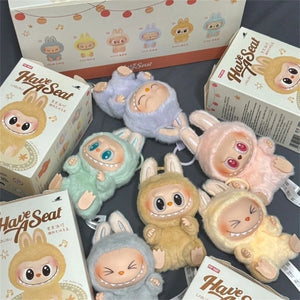 2025 In Stock Hot Anime Figure Labubu Have A Seat Series PVC Pendant Doll Model Monster Replica Keychain Kid Toys Birthday Gifts