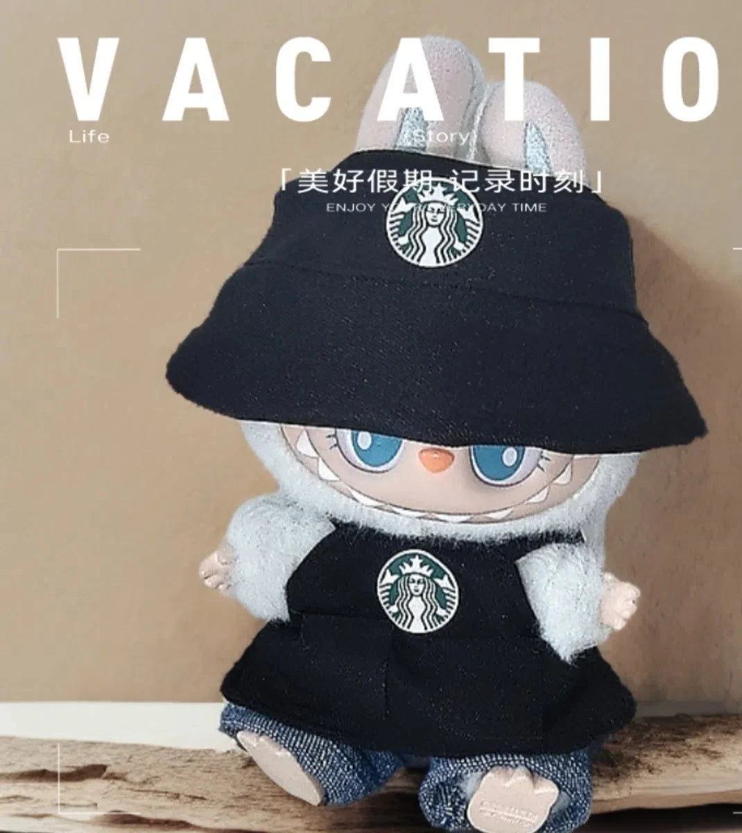 Labubu Doll Clothes Baby Clothes Green Coffee Dress ShoesFashion Overalls Bib Hat Set Kawaii V1 V2V3 Doll Clothing Accessories