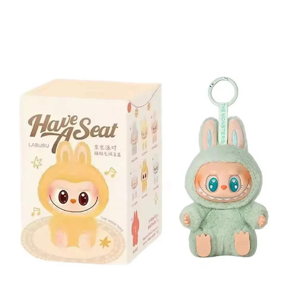 Anime Figure For Labubu Blind Box Have A Seat Series Pendant Kawaii Doll Model Toy Purple Monster Keychain Kids Birthday Gifts