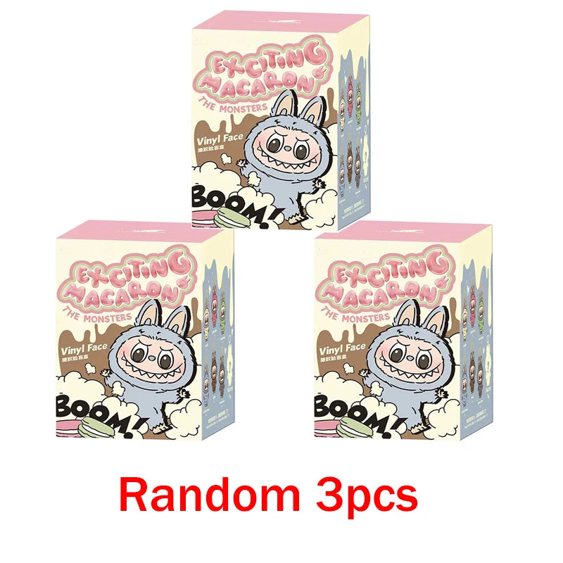 For Labubu Heartbeat Macaron Enamel The Monsters Face Blind Box Pvc Figurine Tabletop Ornament Kawaii Doll Kid Birthday Gift