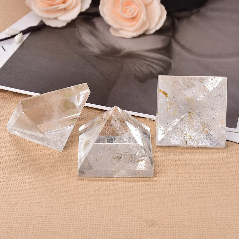 Natural Crystal Clear Quartz Pyramid Quartz Healing Stone Chakra Reiki Crystal Point Tower Home Decor Meditation Ore Mineral