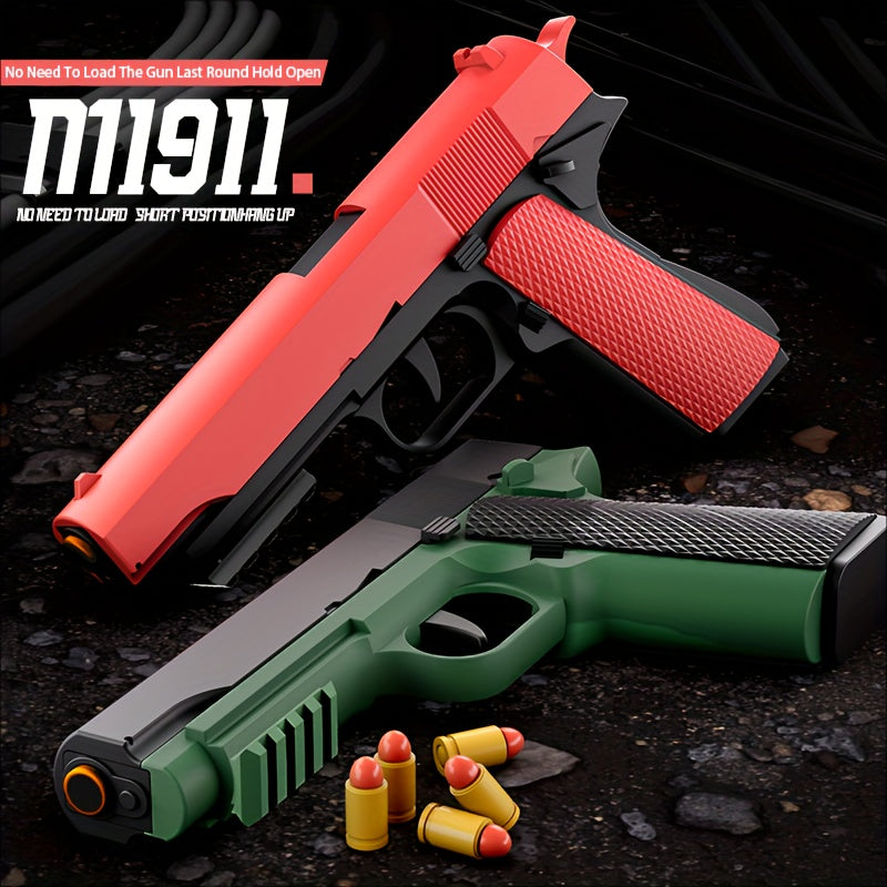 M1911 New Style Toy Gun Soft Clip Pistol [Upgradeable Continuous Shot] Short Bit Suspension Mode Clip And Pull Back Action, Toy Foam Blaster