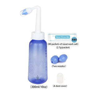 300ml BPA-Free Nasal Irrigation System - 10oz Nasal Wash Bottle with Nasal Wash Salt Packets
