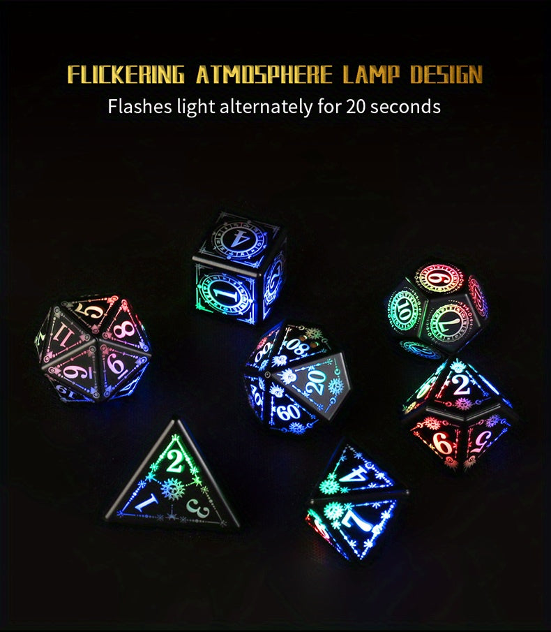 7pcs Rechargeable LED Dice Set - Illuminate Your Board Game Nights!