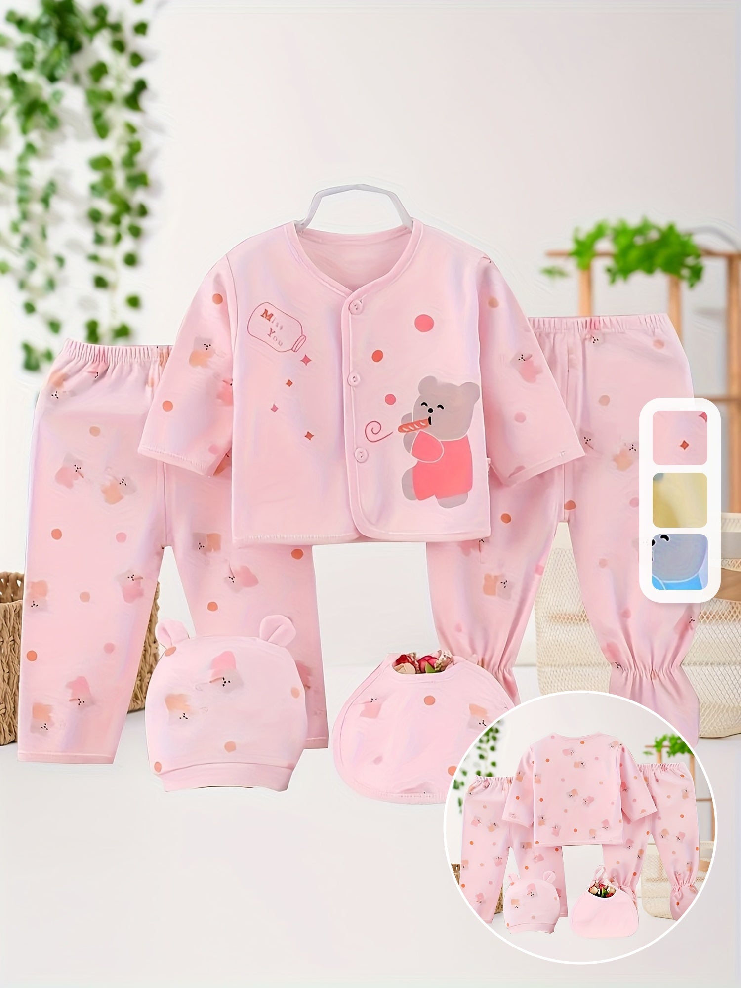 Baby Five-Piece Clothing Set Pure Cotton Soft Clothes Pants Hat Multi-Piece Set Gift Baby Clothing 0-3 Months Baby Clothing Boys And Girls Baby Clothes