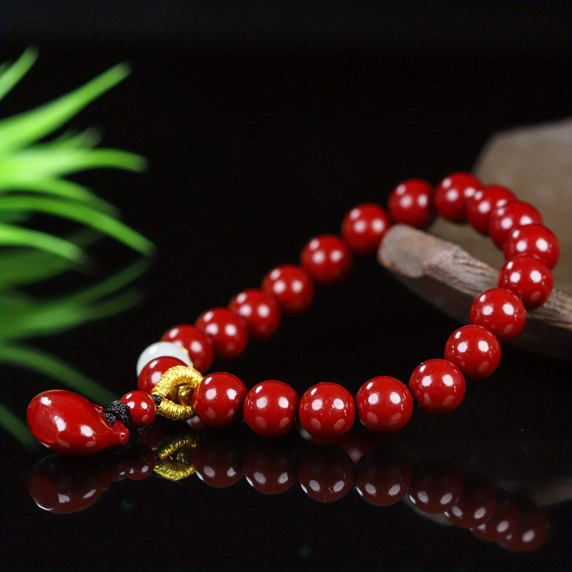 Natural Raw Ore Cinnabar Bracelet Ethnic Wind Bracelet Men And Women Bracelet Good Luck Bracelet