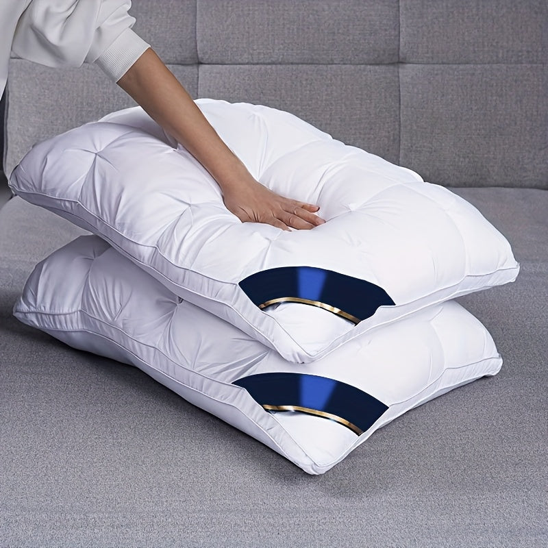 2pcs Luxury 5-Star Hotel Quality Pillows, 19x29 inches - Deep Sleep Neck Support, Four Seasons Non-Collapse High Pillow Core, Low Allergy Polyester Fiber Cover, Machine Washable, Modern Pillow Design | Soft Texture Surface, Sleeping Pillow