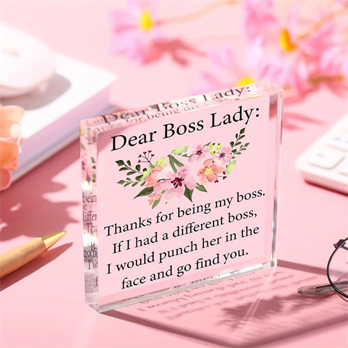 1pc, Boss Gifts Work Acrylic Boss Day Gifts For Women Gift For Female Boss Lady Desk Gifts Heart Shape Appreciation Gift Plaques Bosses Day Gifts For Boss's Paperweight