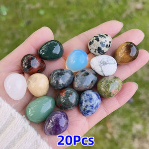 10/20/30pcs Polished Natural Crystal Eggs Shape Stones Set - Assorted Gemstone Eggs for Jewelry Ornaments and Perfect Easter Decorations