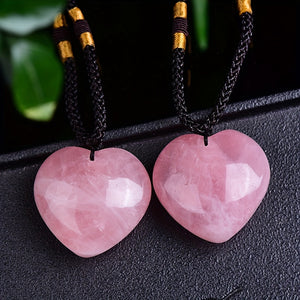 1pc Rock Crystal Peach Heart Decor Pendant Necklace For Men