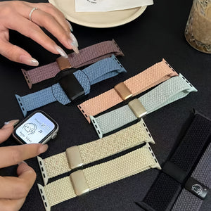 4 Pack Braided Metal Magnetic Buckle Band Compatible with Apple Watch WomenMen 49mm 46mm(2024 $eries 10) 45mm 44mm 42mm, Stretchy Nylon Sport LoopStrap for lWatch Ultra 2/1 Series 10 9 8 SE7 6 5 4 3 2 1