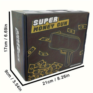 168-Note Money Spraying Gun Toy - Electric Cash Cannon with LED Light, Realistic Sound Effects, and Handheld Design - Perfect Novelty Prop for Parties, Birthdays, Weddings, and Movie Props for Ages 14+