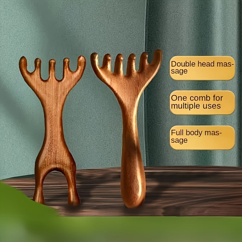 A Cute And Practical Antler Comb Made of Resin, Featuring a Double-Headed Massage Brush for Eye And Scalp Massage, As Well As a Facial Massage Tool. It Is Sulfate-Free, Battery-Free, And Makes a Great Gift for Friends And Family for Hair And Skin Care.