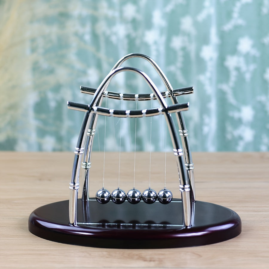 Sleek Newton's Cradle Pendulum - Desk Decor, Stress Relief & Educational Tool for Office and Home