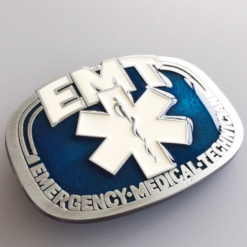 Western Men Leather Belt Buckle International Medical Rescue EMT Shape Pattern US Local Shipping