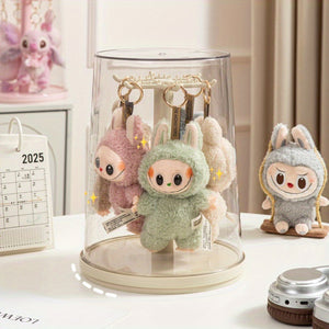 1pc 360° Rotating Display Case - Dustproof Storage for Labubu, Plush Toys, Keychains & Pendants | Transparent Acrylic Organizer | Perfect Gift for Collectors and Hobbyists, Toy Storage Organizer
