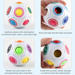 1pc Rainbow Puzzle Ball Fidget Ball, Decompression Stress Relief Fidget Toy For Adults Kids, 12-hole Mixed Color Magic Ball Toy