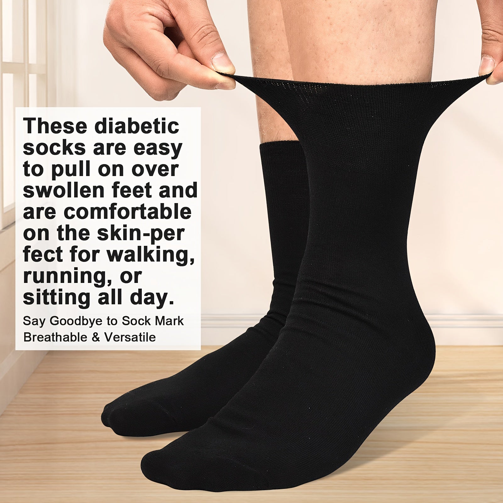 6 Pairs Of Diabetic Socks, Loose And Elastic For Diabetic Patients And Pregnant Women, Moisture Absorption And Perspiration