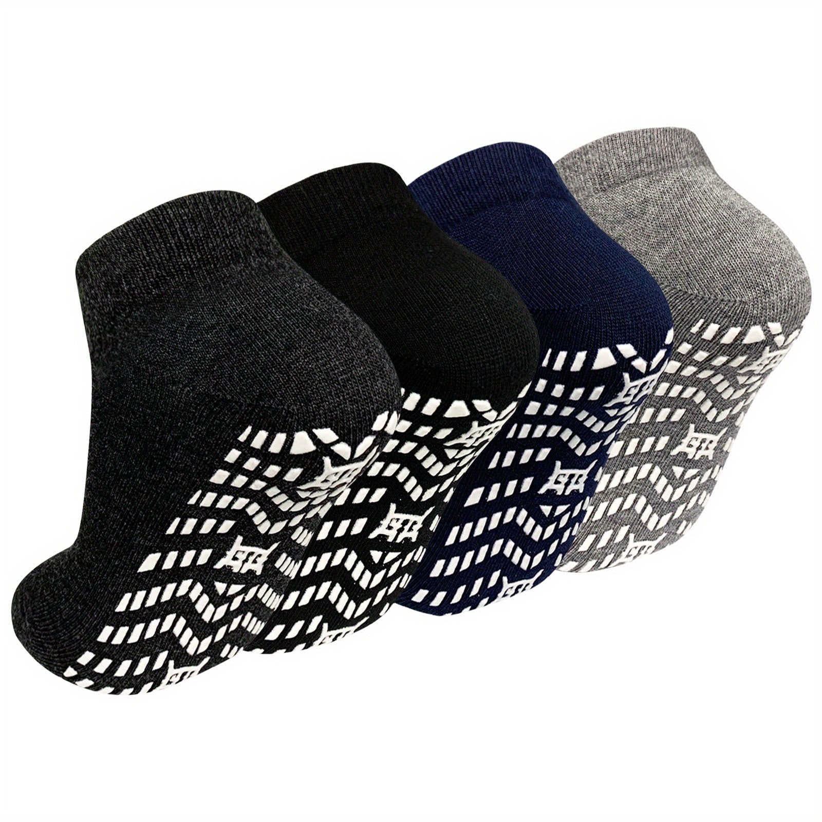 5 Pairs Non-Slip Grip Socks For Men And Women, Anti-Skid Hospital And Yoga Socks For Elderly