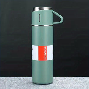 Vacuum Flask Set, Business Thermal Mug 500ml/16.9oz, Stainless Steel Vacuum Insulated Bottle With Cup For Coffee Hot Drink And Cold Drink, W