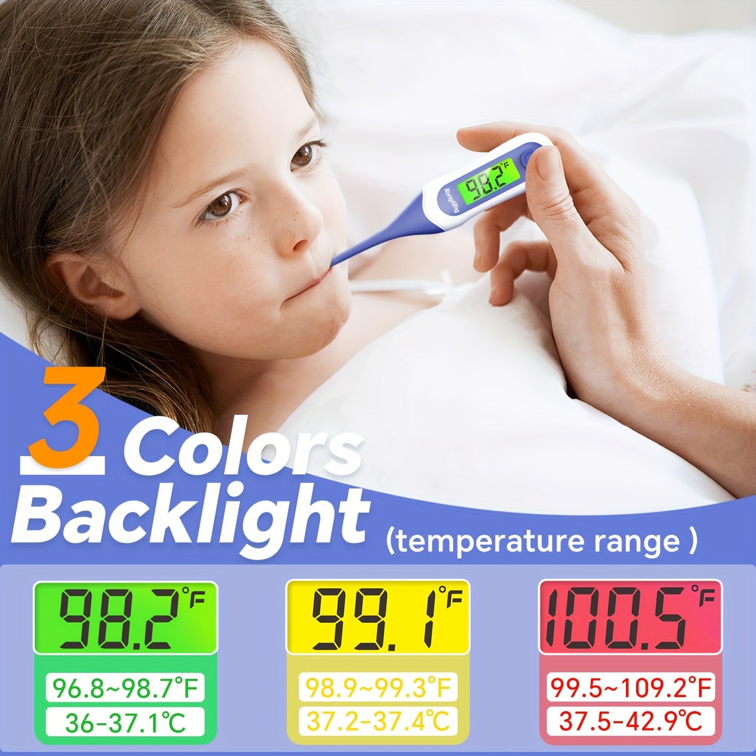 Digital Basal Thermometer for Adults and Youngsters, Accurate Oral Temperature Gauge with Fever Alarm, Large Display, Rubber Material, Battery Powered (AAA), Non-Rechargeable, Health Care Tool, Oral Temperature Checker | Modern Thermometer | Clear Readout