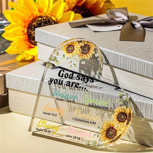 1pc, Sunflowers Gifts For Women Christian Gift For Office Inspirational Gift Prayers Religious Gift Scripture Motivational Gift Flower Decor Positive Table Decor Keepsake Paperweight (Sunflower)