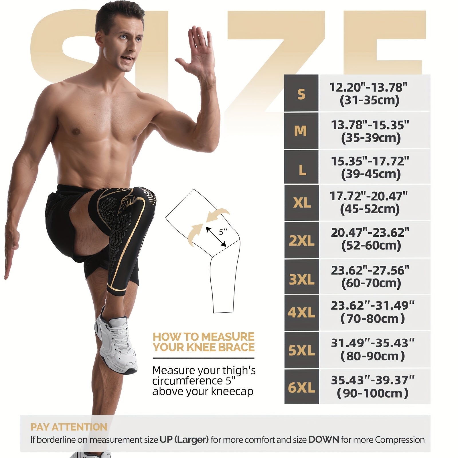 IYDoaMea 1pc Copper Full Leg Knee Braces for Women & Men, Knee Compression Sleeves with Patella Gel Pad & Side Stabilizers, Knee Support for Sport, Running, Workout