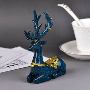 3.8'' Dark Blue Deer Crystal Ball Holder Resin Room Decor Sphere Stand Holder