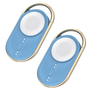 2Pcs Portable Charger For Apple Watch - 1100mAh Magnetic Wireless Power Bank, Watch Charger For IWatch 9/8/7/6/5/4/3/2/SE/Ultra, Travel Keychain Accessory Charger - Blue+Blue