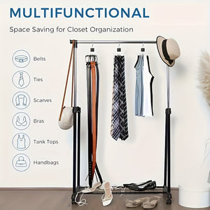 1pc Rotating Wooden Multi-Functional Large Capacity Belt Rack - Unfinished Steel Hooks for Belts, Bras, Tank Tops, Ties, Scarves - Fashionab