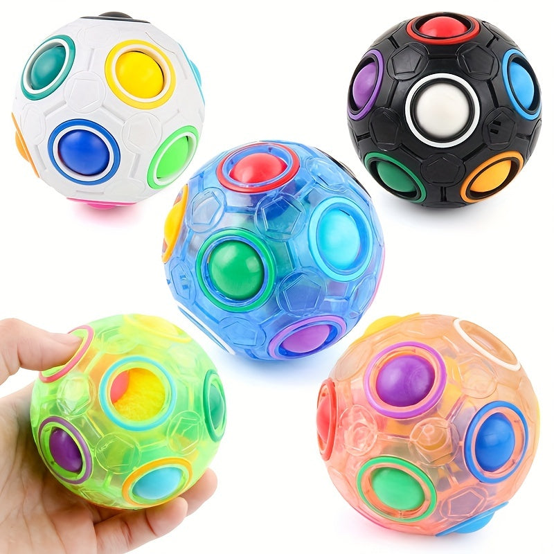 1pc Rainbow Puzzle Ball Fidget Ball, Decompression Stress Relief Fidget Toy For Adults Kids, 12-hole Mixed Color Magic Ball Toy