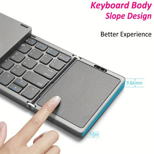 Portable Foldable Mini Wireless Keyboard With Touchpad- Compatible With Windows, Android, IOS, Mac, For Tablets & Smartphones!