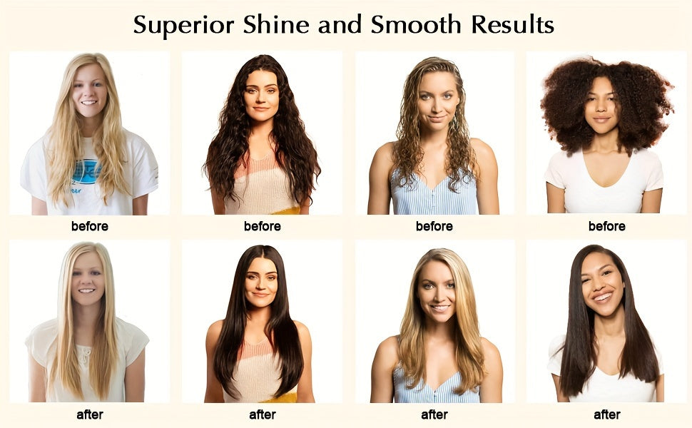 LANDOT Hair Straightener Brush Heated Straightening Brush: Rose Golden Negative Ion Hot Hair Brush For Smooth Frizz Free Hair - Ceramic Flat