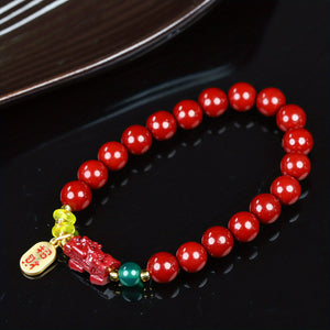 Natural Ore High-quality Cinnabar Bracelet Pixiu Beaded Bracelet Ethnic Style Bracelet Good Luck Bracelet